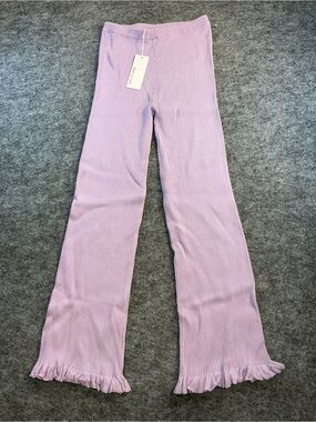 Find Me Now Ribbed Lavender LettuceHem Pants Size M